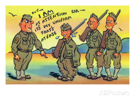 comical-military-cartoon-soldier-at-attention-but-uniform-at-ease-c-1942