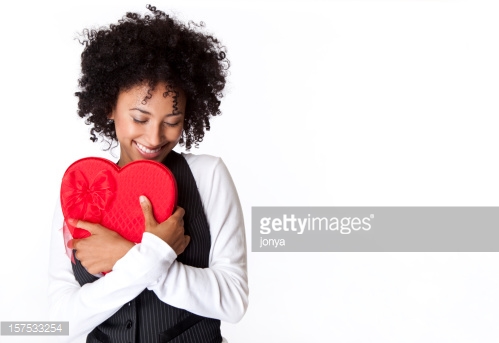 Woman hugging chocolate